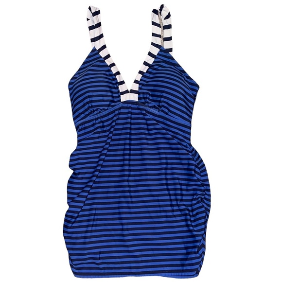 A Pea in the Pod Other - A Pea in the Pod medium maternity swim tankini top blue striped navy beach pool